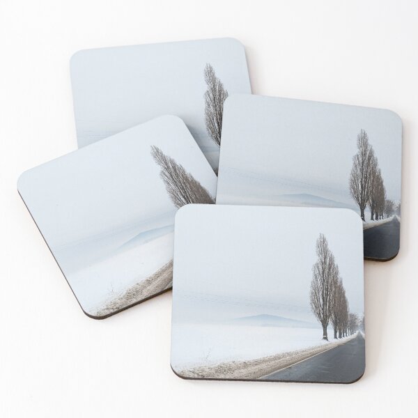 Item preview, Winter alone mountain trees road fog designed and sold by picdab-com.