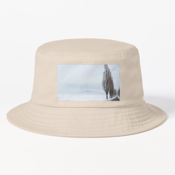 Winter alone mountain trees road fog Bucket Hat