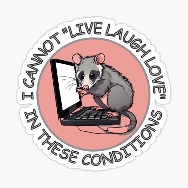 Vista previa del artículo con la obra «Opossum Live Laugh Love No puedo vivir Laugh Love en estas condiciones Camiseta clásica», diseñado y vendido por CanvasCraftTees.