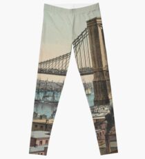 Legging Ilustración vintage del puente de Brooklyn (1872)