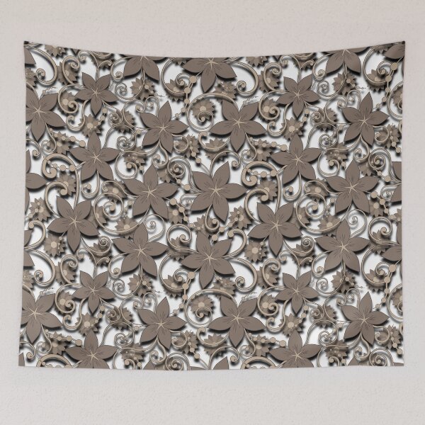 Item preview, Simple swirl pattern and flowers, white background. Seamless floral pattern-126. designed and sold by Natalya Alexandrou.