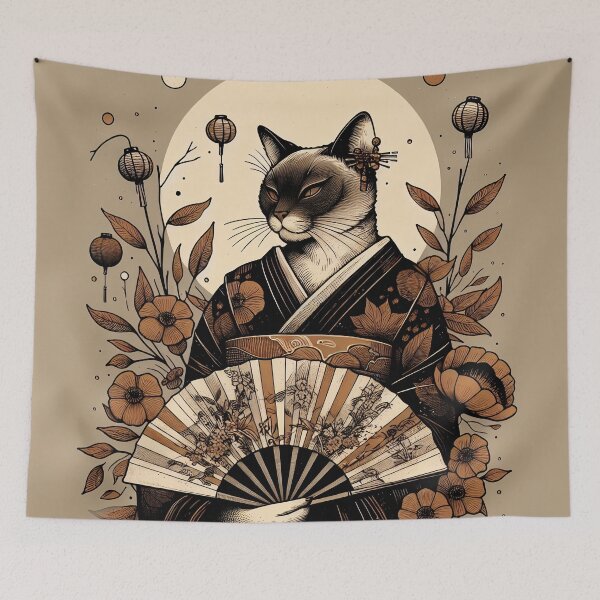 Item preview, Cat Zen Garden, Elegant Botanical Illustration designed and sold by PictorialWhimsy.