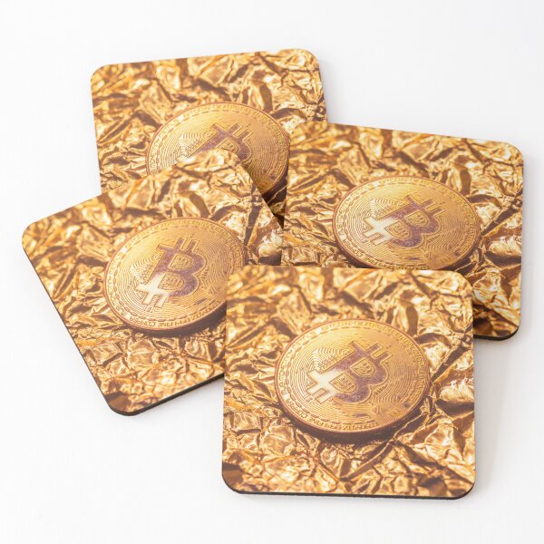 Item preview, Bitcoin on crumpled golden wrapping paper designed and sold by stevanovicigor.