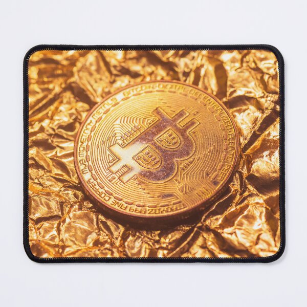 Item preview, Bitcoin on crumpled golden wrapping paper designed and sold by stevanovicigor.