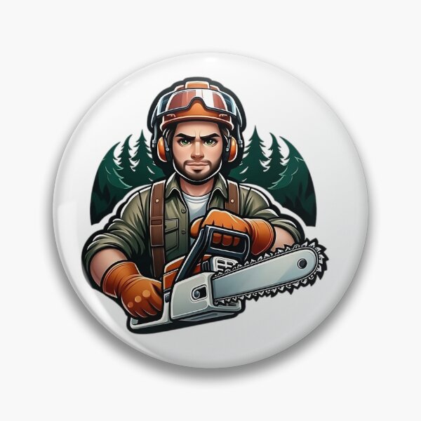 Item preview, Man at Work with Chainsaw in the Wild designed and sold by LumberEchoArts.