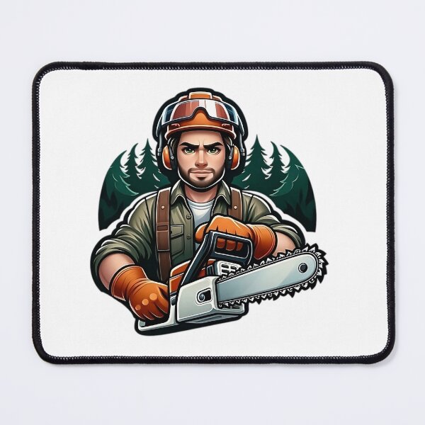 Item preview, Man at Work with Chainsaw in the Wild designed and sold by LumberEchoArts.