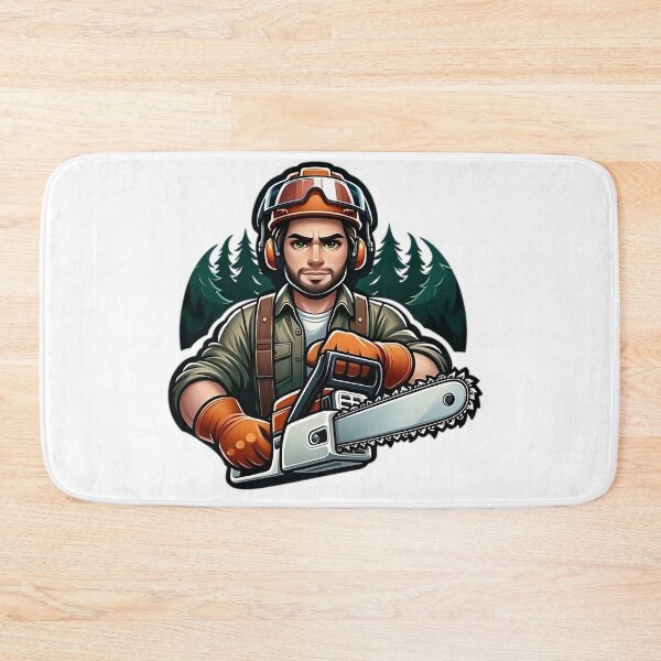 Item preview, Man at Work with Chainsaw in the Wild designed and sold by LumberEchoArts.