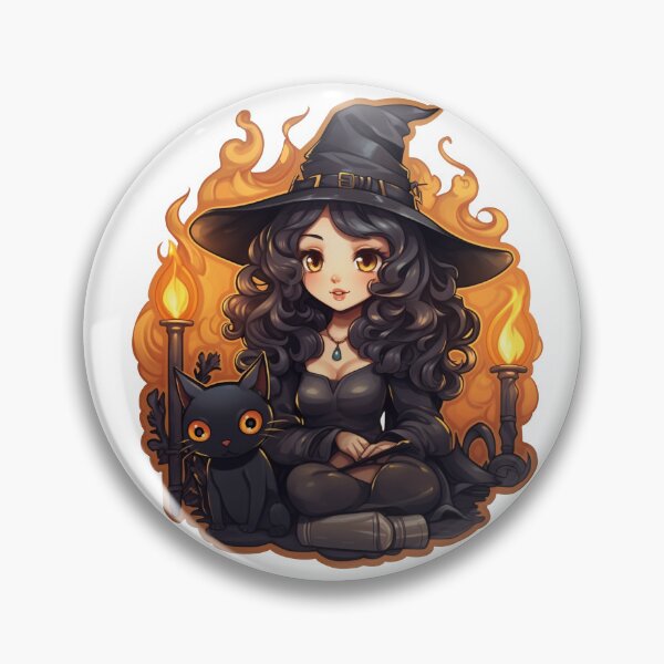 Item preview, Mystical Blaze: Cartoon Witch with Black Hair Sticker designed and sold by PureGlee.