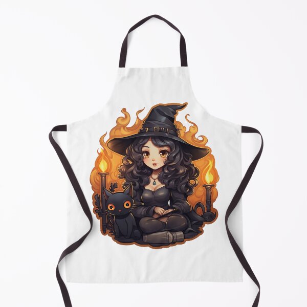 Item preview, Mystical Blaze: Cartoon Witch with Black Hair Sticker designed and sold by PureGlee.