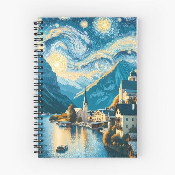 Item preview, Hallstatt, Austria, design in the style of Vincent van Gogh Starry Night designed and sold by CreativeSparkzz.