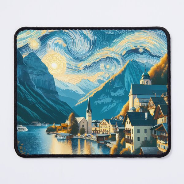 Item preview, Hallstatt, Austria, design in the style of Vincent van Gogh Starry Night designed and sold by CreativeSparkzz.