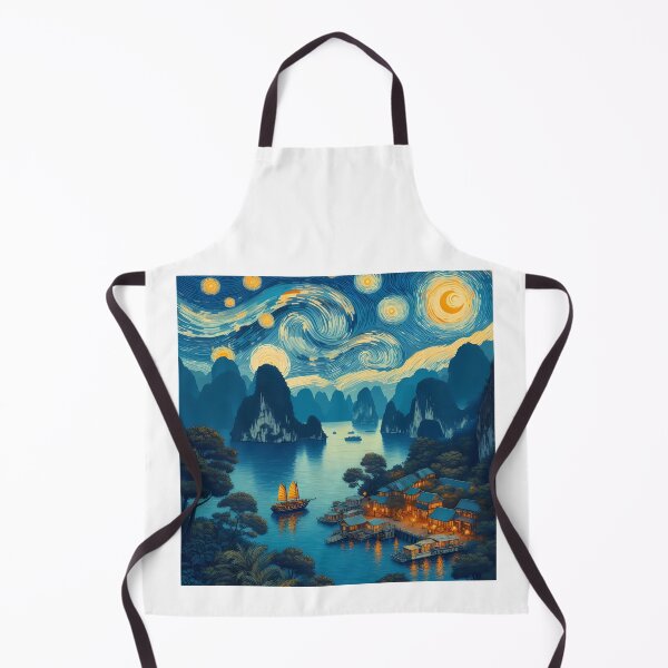 Item preview, Halong Bay, Vietnam, design in the style of Vincent van Gogh Starry Night designed and sold by CreativeSparkzz.
