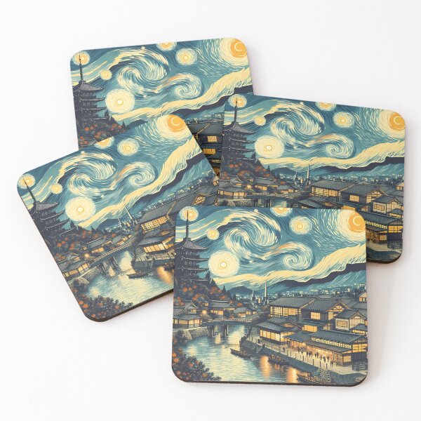 Artikelvorschau, Kyoto, Japan, Design im Stil von Vincent van Gogh Sternennacht entworfen und verkauft von CreativeSparkzz.