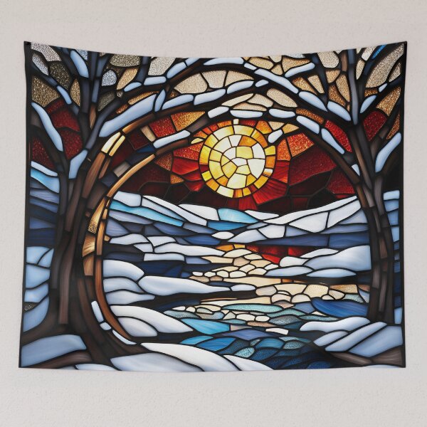 Item preview, Escena de invierno de vidrieras n.° 3 designed and sold by ChanceTwoArt.
