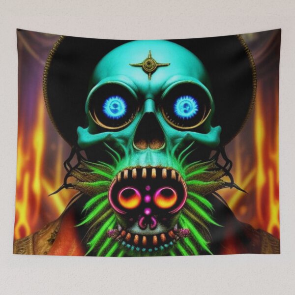 Item preview, Dark Trippy Psychedelic Skull Art designed and sold by TheDarkWardrobe.