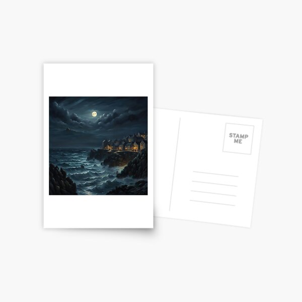 Item preview, Dark ocean at night with a bright moon. designed and sold by JulienLfr.