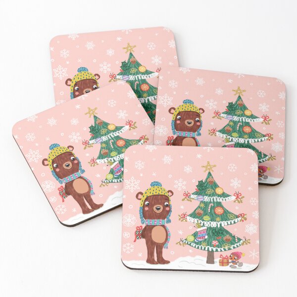 Item preview, Cute bear and bird sharing Christmas gifts  designed and sold by Bianca Nita.