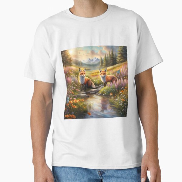 Item preview, Red Foxes Playing by a Wildflower Meadow Stream! designed and sold by Zen-Hues.