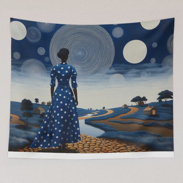 Item preview, Woman In a Blue fram designed and sold by DesignVistaHub.