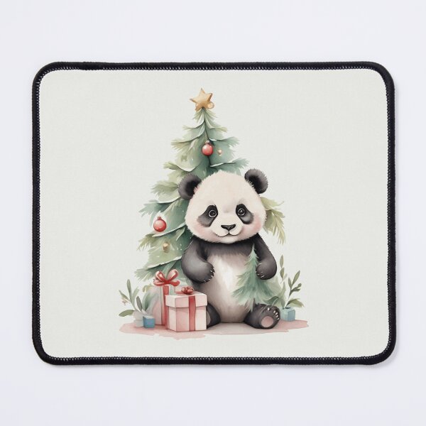 Item preview, Cute Watercolor Baby Panda Having Fun with a Christmas Tree and Gifts designed and sold by lovelyandcute.
