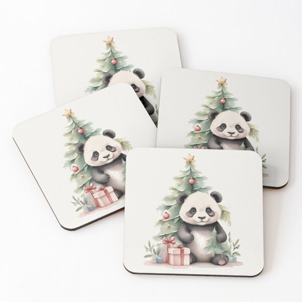 Item preview, Cute Watercolor Baby Panda Having Fun with a Christmas Tree and Gifts designed and sold by lovelyandcute.