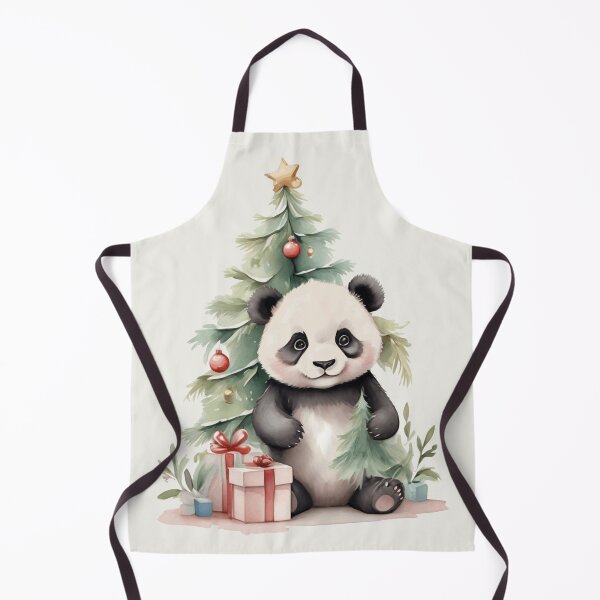 Item preview, Cute Watercolor Baby Panda Having Fun with a Christmas Tree and Gifts designed and sold by lovelyandcute.