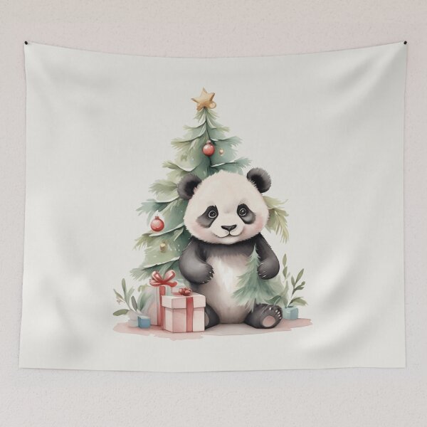 Item preview, Cute Watercolor Baby Panda Having Fun with a Christmas Tree and Gifts designed and sold by lovelyandcute.