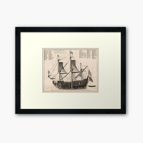 Item preview, Vintage Naval Vessel Interior Diagram (1693) designed and sold by BravuraMedia.