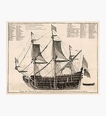 Vintage Naval Vessel Interior Diagram (1693) Photographic Print
