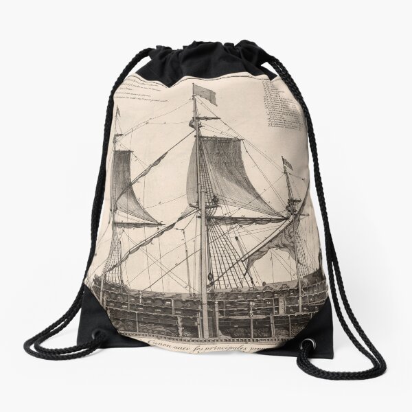 Vintage Naval Vessel Interior Diagram (1693) Drawstring Bag
