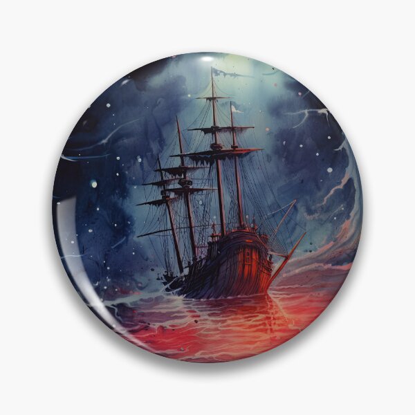 Item preview, Black ship in the red firing water ocean designed and sold by fansyartdesign.
