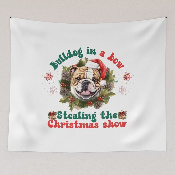 Item preview, BULLDOG IN A BOW STEALING THE CHRISTMAS SHOW designed and sold by PRINYOS.