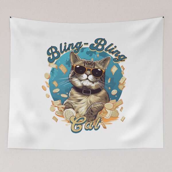 Item preview, Cash & Crypto Rain on Cat with Sunglasses  designed and sold by JonathanP514.