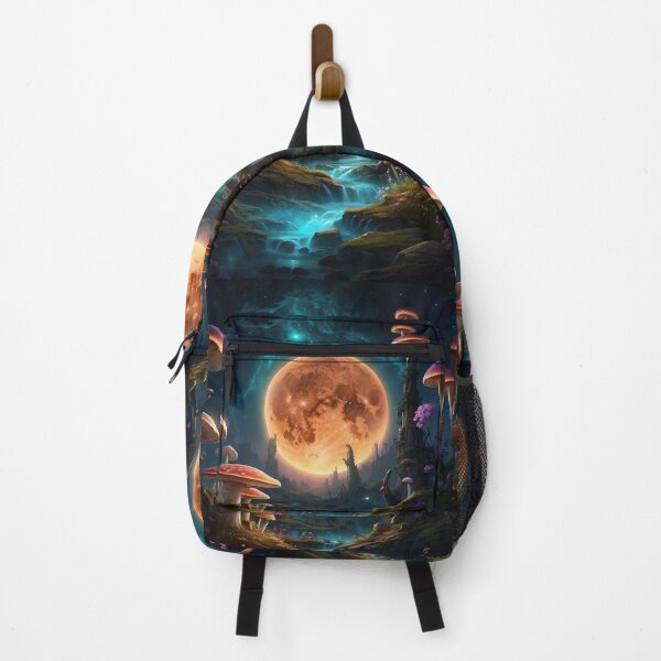Item preview, Lunar Falls: A Nocturne of Fluorescent Flora and Cosmic Waterways designed and sold by ArtComixHaven.