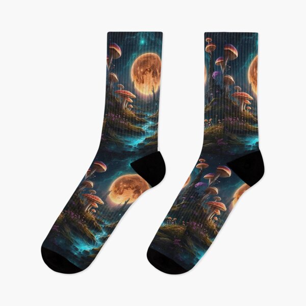 Item preview, Lunar Falls: A Nocturne of Fluorescent Flora and Cosmic Waterways designed and sold by ArtComixHaven.
