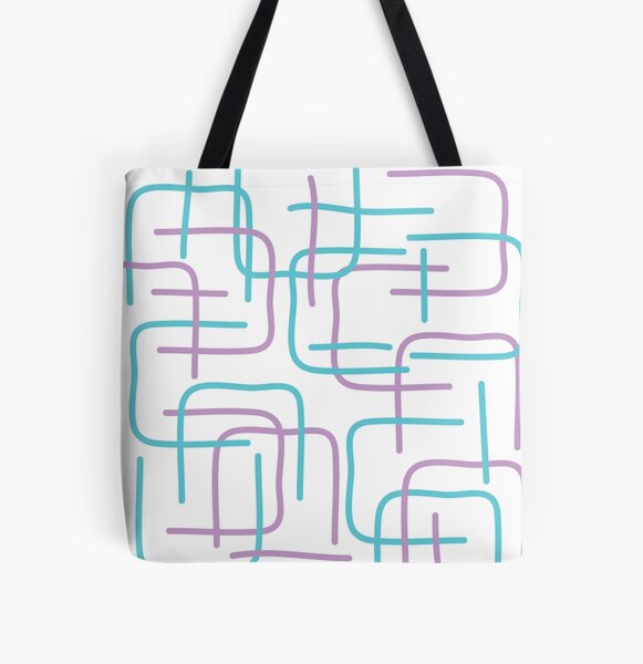 Lilac Cat Lines All Over Print Tote Bag