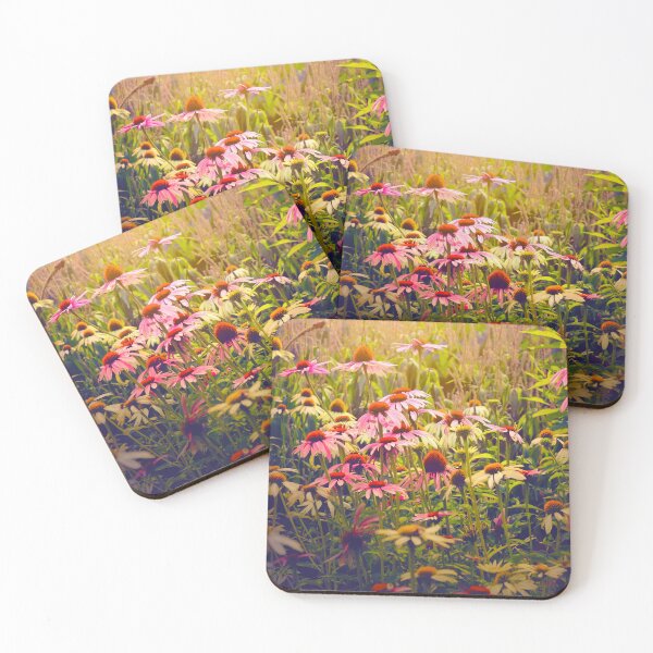 Item preview, Wildflowers Meadow Sunset Warm Glow Pink White Flowers designed and sold by Kizzydesign.