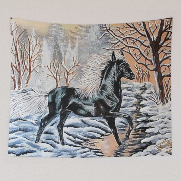 Item preview, black horse snow landscape designed and sold by janjacbu.