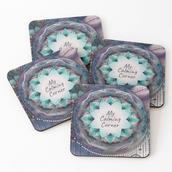 Item preview, Relaxing Boho Style Feathers and Mandala Lotus - MY CALMING CORNER - Artistic Graphic | Calmness collection designed and sold by Made by Tamar.