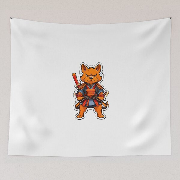 Item preview, Cute Japan samurai puppy orange dog designed and sold by KorArtStudio.