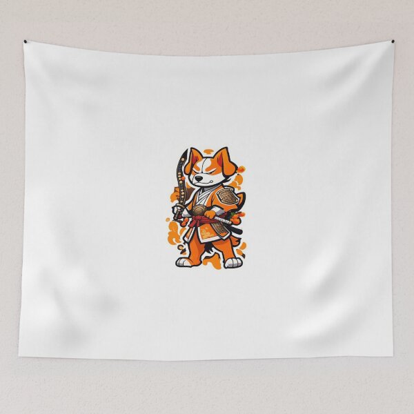 Item preview, Japan samurai katana orange dog designed and sold by KorArtStudio.