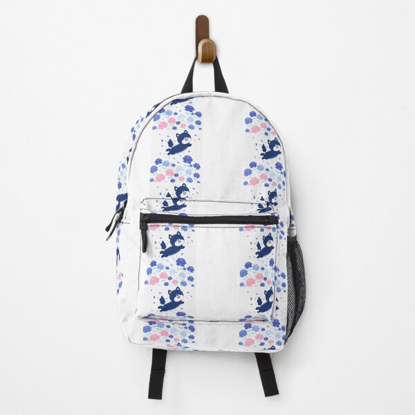 Item preview, navy blue cat flying above flowers designed and sold by janjacbu.