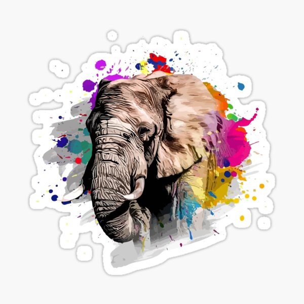 Elephant Paint Splash Sticker