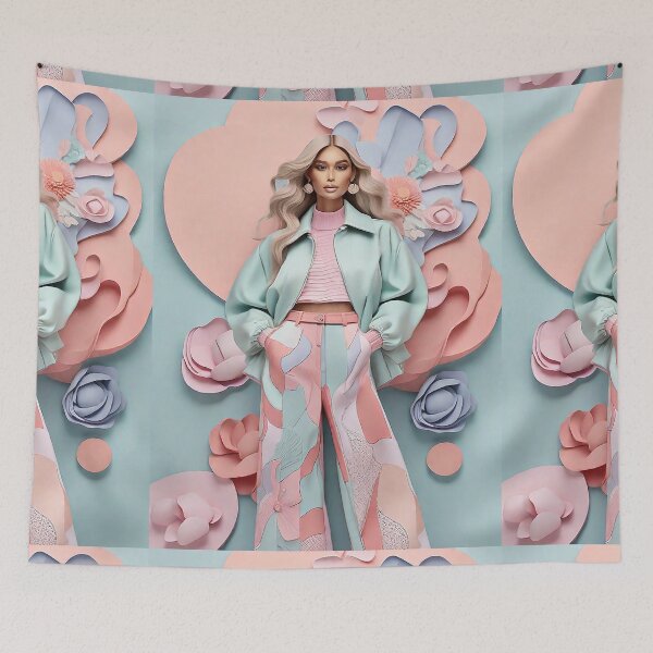 Item preview, beautiful blonde woman fashion in spring pink colors designed and sold by Carlos Gudino.