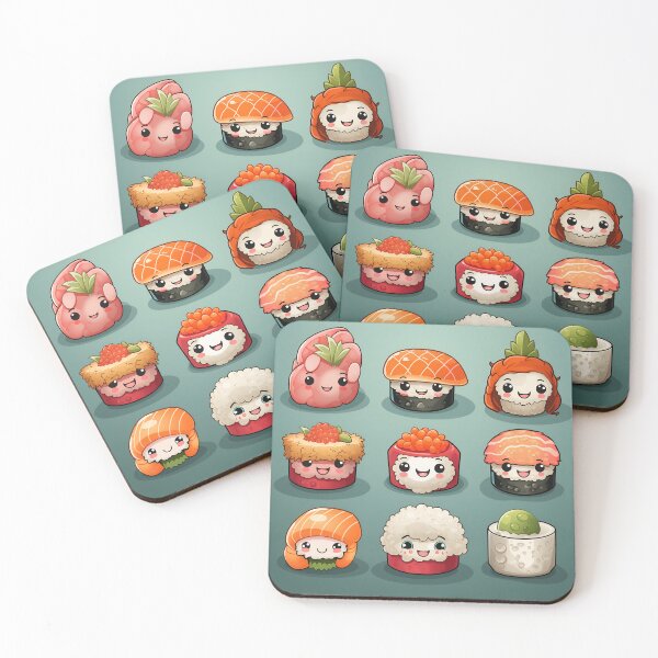 Item preview, Cute kawaii sushi design blue background designed and sold by Sweet-Sakura.