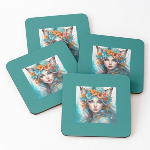 Item preview, Fox Fae With Fox Ears And Blue Hair designed and sold by FlutterbyFairy.