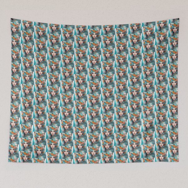 Item preview, Fox Fae With Fox Ears And Blue Hair designed and sold by FlutterbyFairy.