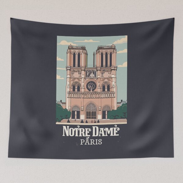 Item preview, A Vintage Travel Art of the Notre-Dame Cathedral in Paris - France  designed and sold by GoodOldVintage.