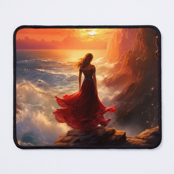 Item preview, Girl on the Rocky Beach at Sunset Watercolor Painting designed and sold by MargaretWiktor.