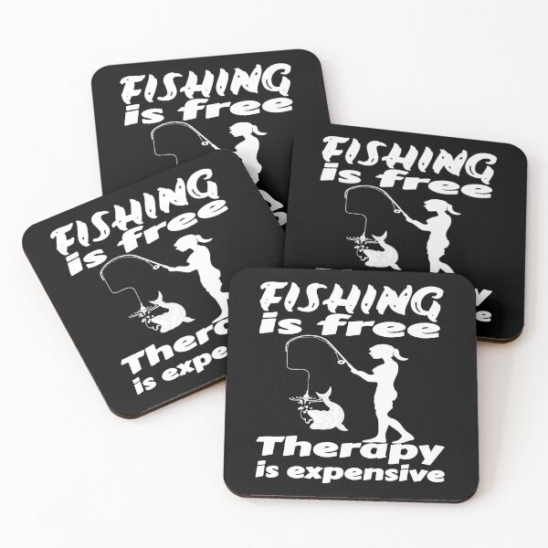 Item preview, Fishing is Free, therapy is expensive. Fun fishing art for her designed and sold by Verle-art.